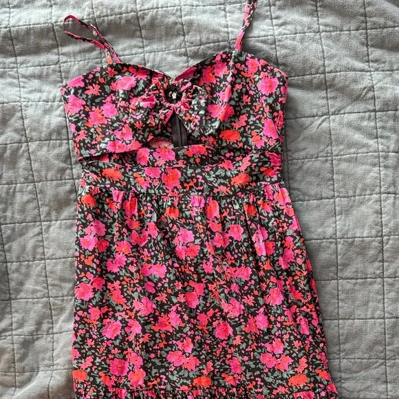 Bloomingdale's Aqua Floral Midi Dress S - Picture 3 of 7